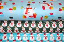 Fabric Shack Sewing Quilting Sew Fat Quarter Cotton Quilt Patchwork Dressmaking Rose & Hubble and Christmas Holidays Snowmen Gifts & Stockings Blue Green