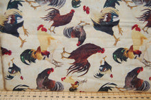 Fabric Shack Sewing Quilting Sew Fat Quarter Cotton Quilt Patchwork Dressmaking Rustic Roosters Cockerel Chicken Hen Chick Farm Sarah Hudock Artworks 3 Three Wishes Natural Cream Scatter