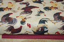 Fabric Shack Sewing Quilting Sew Fat Quarter Cotton Quilt Patchwork Dressmaking Rustic Roosters Cockerel Chicken Hen Chick Farm Sarah Hudock Artworks 3 Three Wishes Natural Cream Scatter