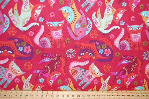 Fabric Shack Sewing Quilting Sew Fat Quarter Cotton Quilting Sew Fat Quarter Cotton Quilt Patchwork Nancy Nicholson Clothworks Stitch Cats Boho Flowers Purple Green Turquoise Red (4)