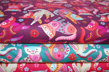 Fabric Shack Sewing Quilting Sew Fat Quarter Cotton Quilting Sew Fat Quarter Cotton Quilt Patchwork Nancy Nicholson Clothworks Stitch Cats Boho Flowers Purple Green Turquoise Red (3)