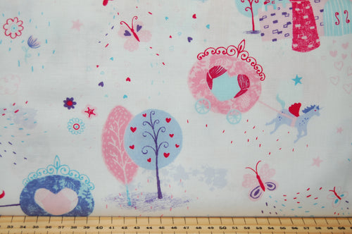 Fabric Shack Sewing Quilting Sew Fat Quarter Cotton Studio E Unicorn Unicorns Kisses Carriage Castle Cloud Start Hearts Butterflies Rainbow Magical Mystical Panel Lucie Lucy Crovatto Purple Lilac Tree Wood 3