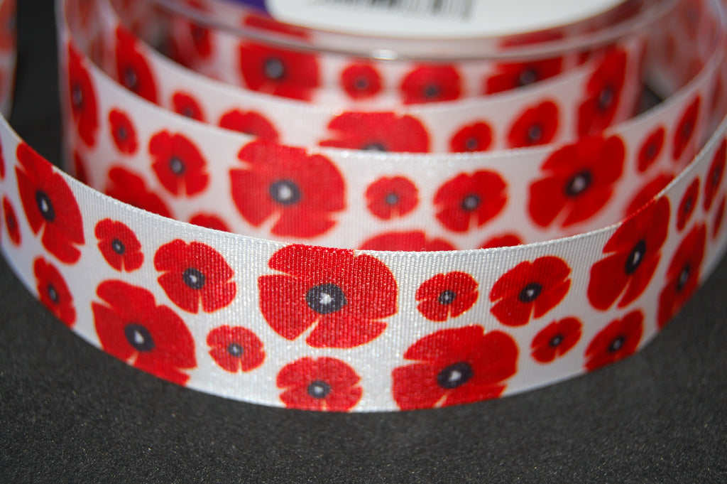Berisfords Poppy Head Remembrance Day Grosgrain Ribbon 15/25mm – Fabric ...