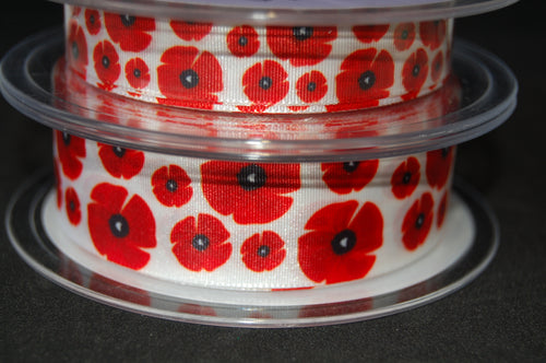 Fabric Shack Sewing Quilting Sew Ribbon Haberdashery Poppy Poppies Remembrance Armistice Day Head Field 15mm 25mm