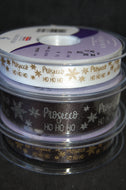 Fabric Shack Sewing Quilting Sew Ribbon Trim Gift Wrap Haberdashery Christmas Holiday  Prosecco Ho Ho Ho Fizz Drink Champagne Black Fizzy Tipple Black Silver Gold White 15 25 mm (4)