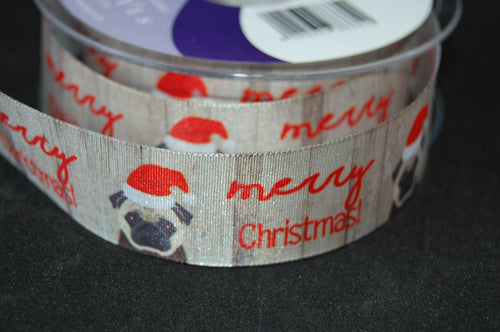 Fabric Shack Sewing Quilting Sew Ribbon Trim Gift Wrap Haberdashery Christmas Scandi Holiday Trees Metallic Jumpers Tartan Royal Stewart Pug Pudding Pud Figgy Happy Merry Holly 15 25 mm