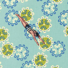 Free Spirit Tokyo Milk Neptune & the Mermaid Song of Siren Floral Swimmer Vintage Blue Cotton Fabric