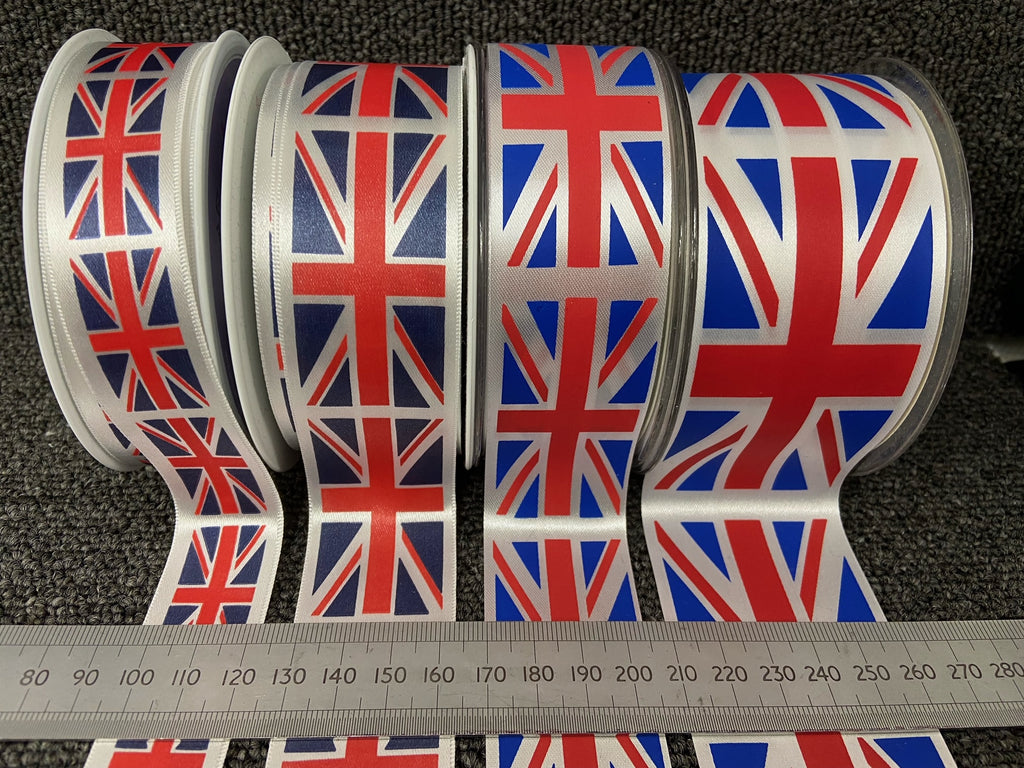 Berisfords UK Flags Satin Poly Ribbon Union Jack Welsh Dragon St Andre ...