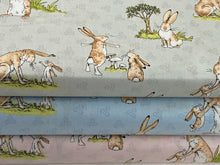 Guess How Much I Love You Fabric Shack Malmesbury Cotton Rabbits Love  Hare Bunny Moon Stars Hare Cuddles Grey