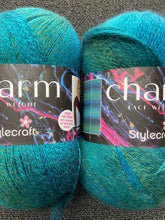 stylecraft charm lace weight fine self stripe mohair wool blend yarn 200g deep water 3627 turquoise blue fabric shack malmesbury