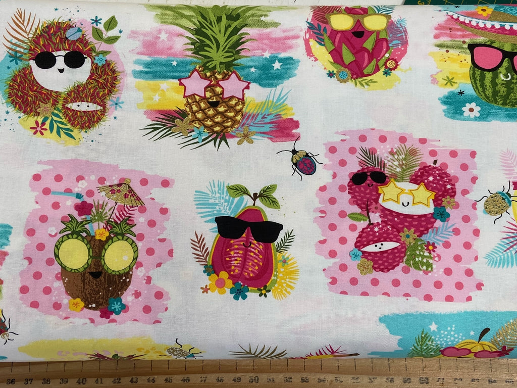 Lisa Perry 3 Wishes Sunshine Daze Fruit Cocktail Blocks White with Gol ...