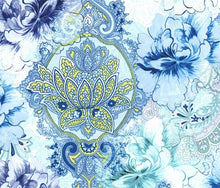 Michael Miller Flower Burst Paisley Large Flower Blue on White Cotton Fabric