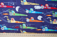 Michael Miller Traffic Jam Rat Race Redux Dragster Cotton Fabric Navy
