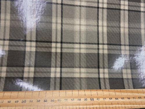 Oilcloth waterproof tablecloth oil cloth wipe clean water proof highland check plaid dove grey fabric shack malmesbury 1