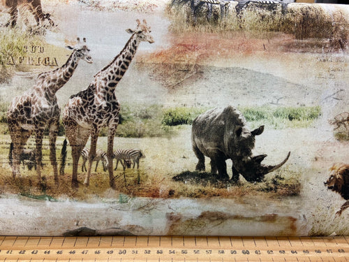 Pi Creative Art for 3 Wishes Global Luxe Safari Animals Cotton Fabric by the 1/4 Metre*