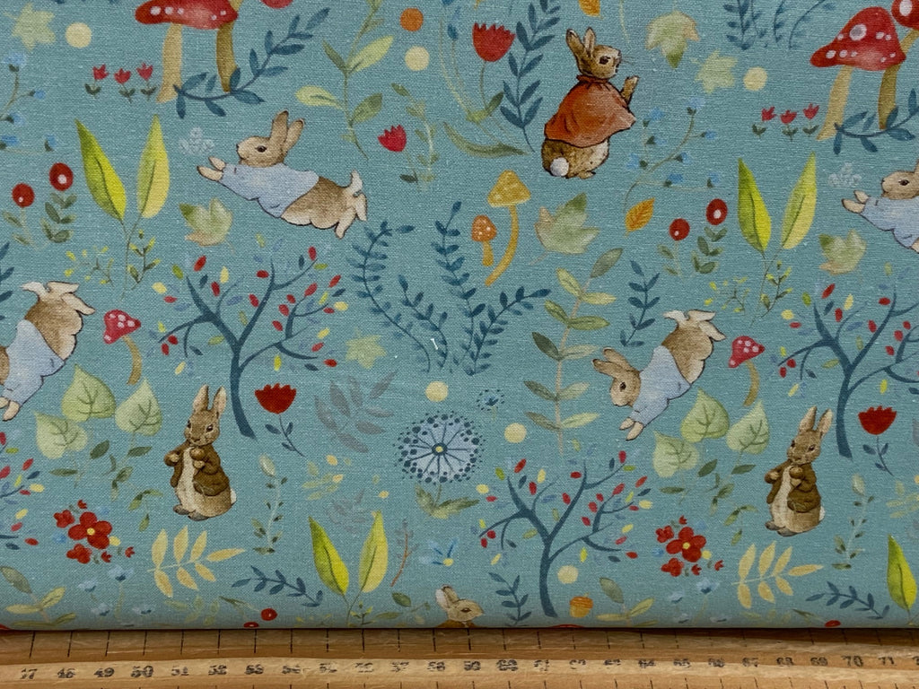 Beatrix Potter Amongst Toadstools Blue 120 Years of Peter Rabbit Licen ...