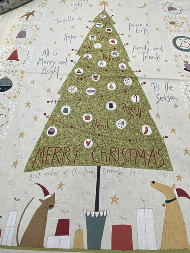 anni downs hatched patched henry glass o christmas tree holidays advent countdown cotton fabric shack malmesbury tree panel 2