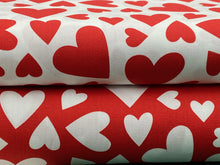 big love hearts valentines valentine red on ivory cotton poplin fabric shack malmesbury