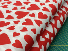 big love hearts valentines valentine ivory on red cotton poplin fabric shack malmesbury