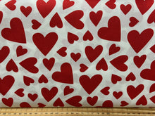 big love hearts valentines valentine red on ivory cotton poplin fabric shack malmesbury