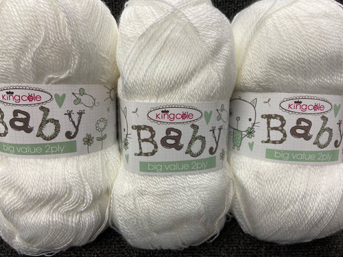 big value baby 2 ply king cole white wool yarn fabric shack malmesbury knit knitting crochet 3