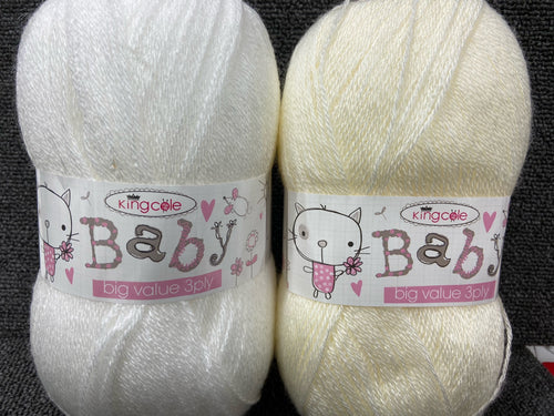big value baby 3 ply king cole cream fabric shack malmesbury white cream wool yarn knit knitting crochet
