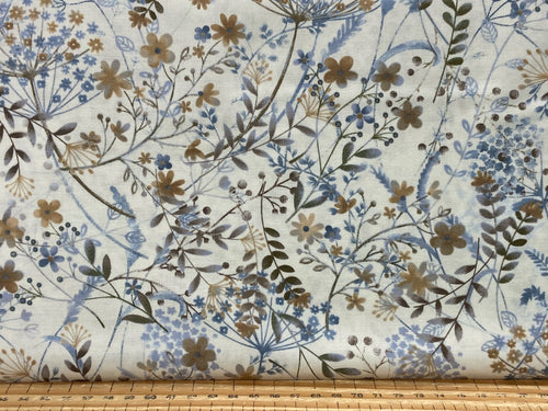 bluebird of happiness janet rae nesbitt henry glass flower flowers cream cotton fabric shack malmesbury
