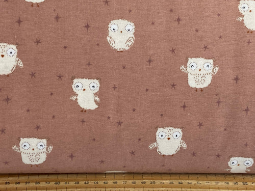 brushed cotton flannel baby owl rose pink fabric shack malmesbury