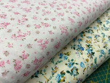 brushed cotton flannel pink flowers ditsy flowers blue lemon pink white fabric shack malmesbury 2