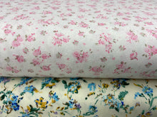 brushed cotton flannel pink flowers ditsy flowers blue lemon fabric shack malmesbury
