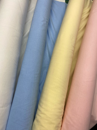 brushed cotton flannel super soft fabric shack malmesbury blue pink baby yellow lemon white