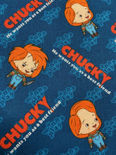 childs play chucky knife best friend scatter blue wanna play fat quarter cotton fabric shack malmesbury universal films horror goth emo