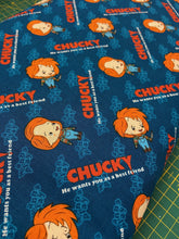 childs play chucky knife best friend scatter blue wanna play fat quarter cotton fabric shack malmesbury universal films horror goth emo