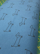 cotton jersey daxie dachshund denim blue cartoon fabric shack malmesbury t-shirt tshirt stretch knit