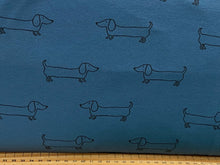 cotton jersey daxie dachshund denim blue cartoon fabric shack malmesbury t-shirt tshirt stretch knit