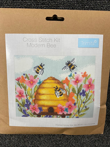 cross stitch crosstitch kit modern bumble bee large trimits fabric shack malmesbury