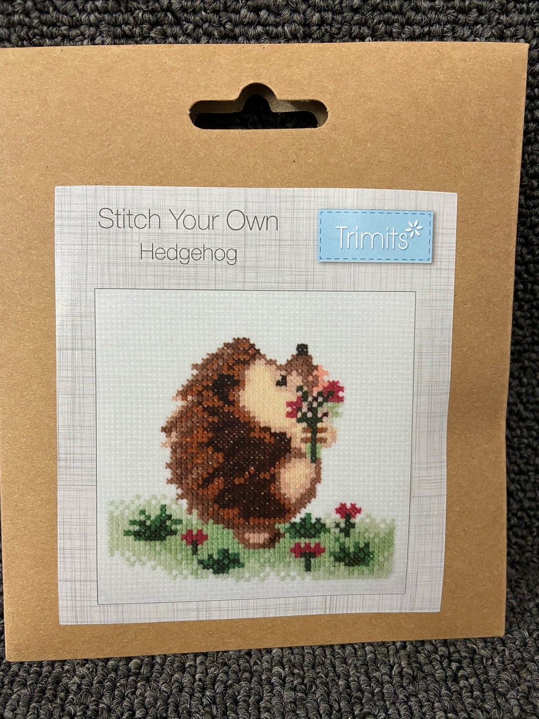 cross stitch crosstitch kit stitch your own hedgehog trimits fabric shack malmesbury