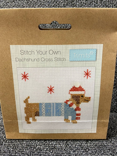 cross stitch kit crosstich festive christmas dachshund fabric shack malmesbury