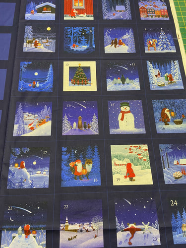 eva melhuish lewis & and irene tomtens village scandi pocket advent calendar panel cotton fabric shack malmesbury 2