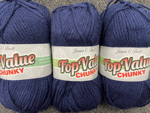 fabric shack knitting knit crochet wool yarn james c brett top value chunky navy blue TC15