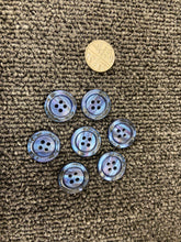ABC Button Blue Lichen Rimmed 2 Hole Various Sizes