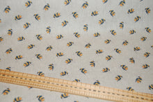Pop Art Linen Look Digital Print Mini Bumble Bees Natural by 1/2 Metre