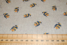 Pop Art Linen Look Digital Print Mini Bumble Bees Natural by 1/2 Metre