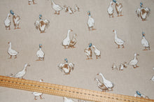 fabric shack sewing quilting sew cotton polyester linen look shabby ducks geese farm farmyard craft home curtain blinds natural  print (2)