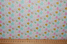fabric shack sewing quilting sew fat quarter cotton quilt patchwork 3 three wishes unicorn sparkle unicorns clouds moon stars metallic gold light blue pink pastels (3)
