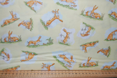 fabric shack sewing quilting sew fat quarter cotton quilt patchwork anita jeram clothworks guess how much I love you when I'm im big rabbit bunny bunnies frogs daffodils (6)