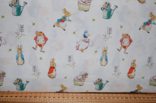 fabric shack sewing quilting sew fat quarter cotton quilt patchwork dressmaking beatrix potter peter rabbit panel flopsy mopsy jemima puddleduck mrs tiggywinkle jeremy fisher