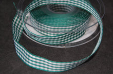 fabric shack sewing quilting sew fat quarter cotton quilt patchwork dressmaking berisfords gingham check ribbon 15mm hunter green 455