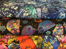 fabric shack sewing quilting sew fat quarter cotton quilt patchwork dressmaking clothworks laurel birch feline frolic cats kitten pussy cat ethnic abstract boho panel pillow cushion (5)