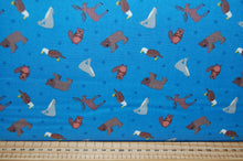 fabric shack sewing quilting sew fat quarter cotton quilt patchwork dressmaking lewis & and irene small things world animals creatures north amerian america bear moose wolf bold eagle beaver